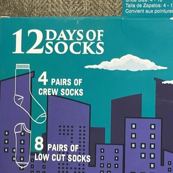 NWT nickelodeon 12 days of socks crew/low cut Sz 4-10 gift set box 12 pair - Picture 3 of 10